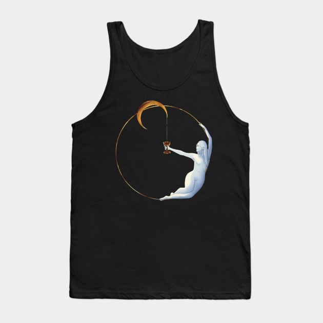 Moon Goddess | Ace of Cups | Crescent Moon Chalice | Witchy | Tarot | Oracle Tank Top by SkullFern